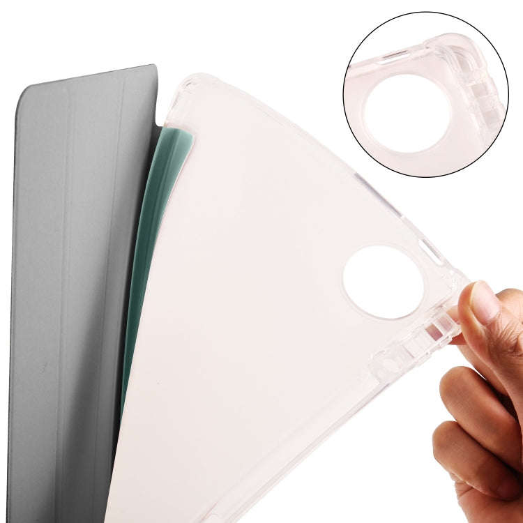 For Huawei MatePad Pro 11 2024 3-fold Clear TPU Leather Tablet Case with Pen Slot(Grey)
