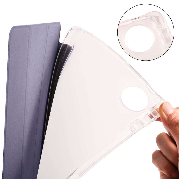 For Huawei MatePad Pro 11 2024 3-fold Clear TPU Leather Tablet Case with Pen Slot(Lavender Purple)