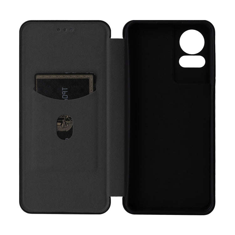 For TCL 50 LE 5G Carbon Fiber Texture Flip Leather Phone Case(Black)