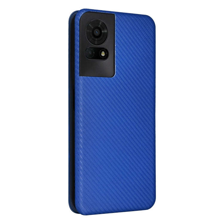 For TCL 50 LE 5G Carbon Fiber Texture Flip Leather Phone Case(Blue)