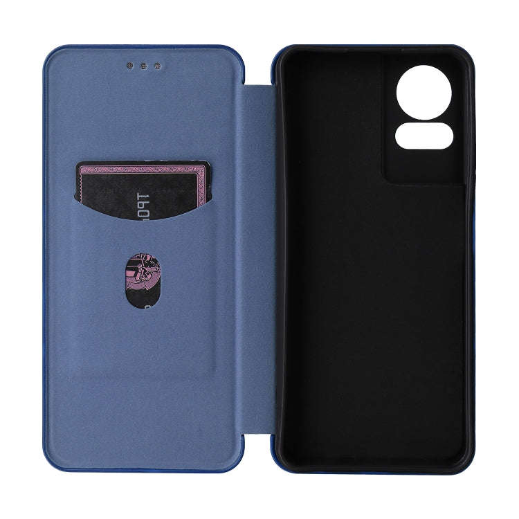 For TCL 50 LE 5G Carbon Fiber Texture Flip Leather Phone Case(Blue)