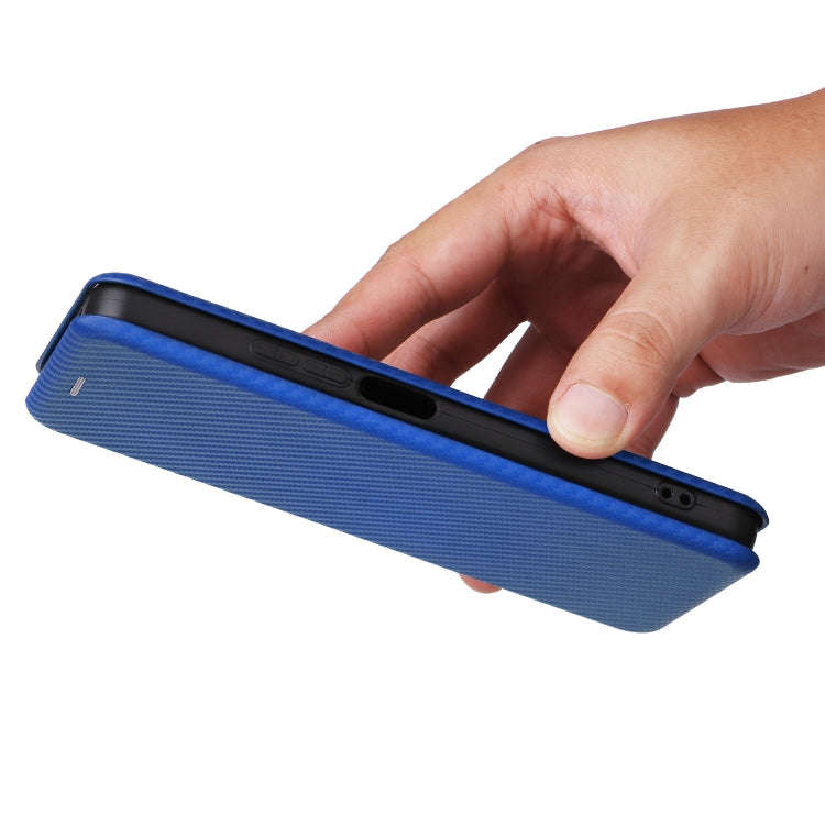 For TCL 50 LE 5G Carbon Fiber Texture Flip Leather Phone Case(Blue)