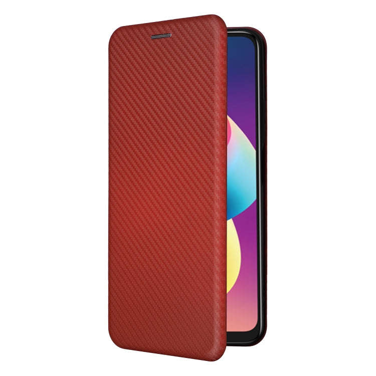 For TCL 50 LE 5G Carbon Fiber Texture Flip Leather Phone Case(Brown)