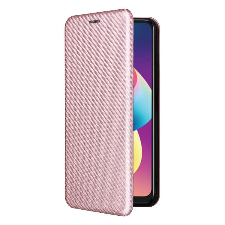 For TCL 50 LE 5G Carbon Fiber Texture Flip Leather Phone Case(Pink)