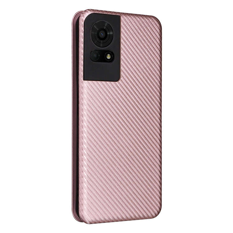 For TCL 50 LE 5G Carbon Fiber Texture Flip Leather Phone Case(Pink)