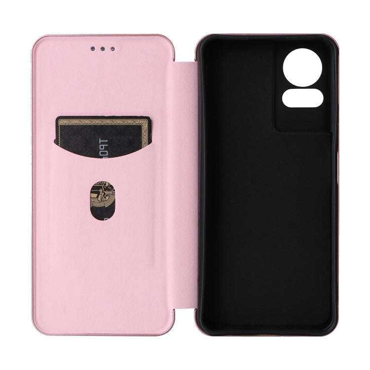 For TCL 50 LE 5G Carbon Fiber Texture Flip Leather Phone Case(Pink)