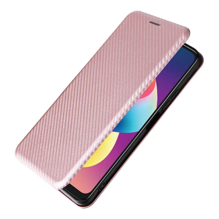 For TCL 50 LE 5G Carbon Fiber Texture Flip Leather Phone Case(Pink)