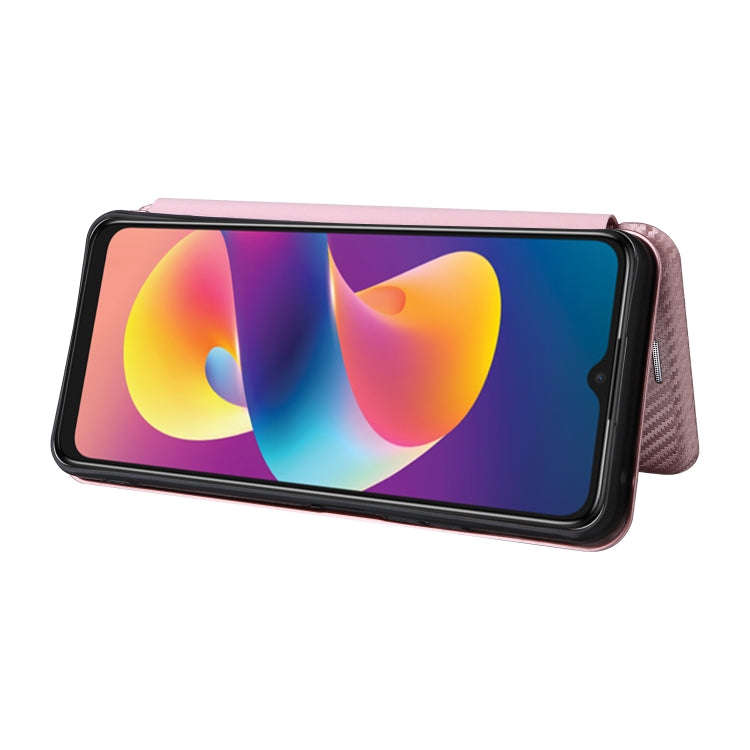 For TCL 50 LE 5G Carbon Fiber Texture Flip Leather Phone Case(Pink)