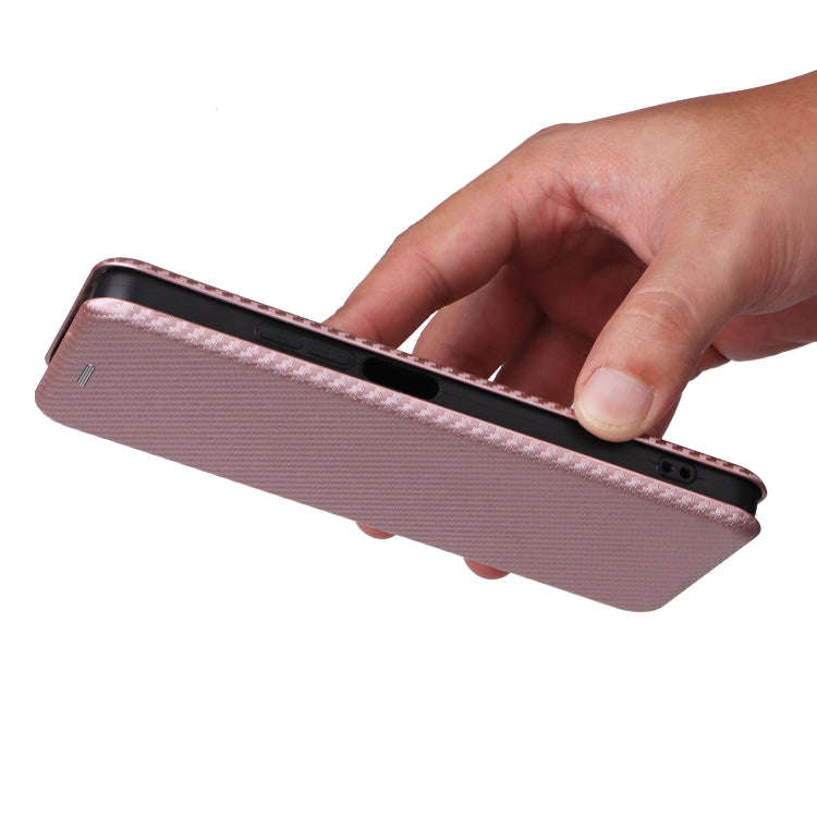 For TCL 50 LE 5G Carbon Fiber Texture Flip Leather Phone Case(Pink)
