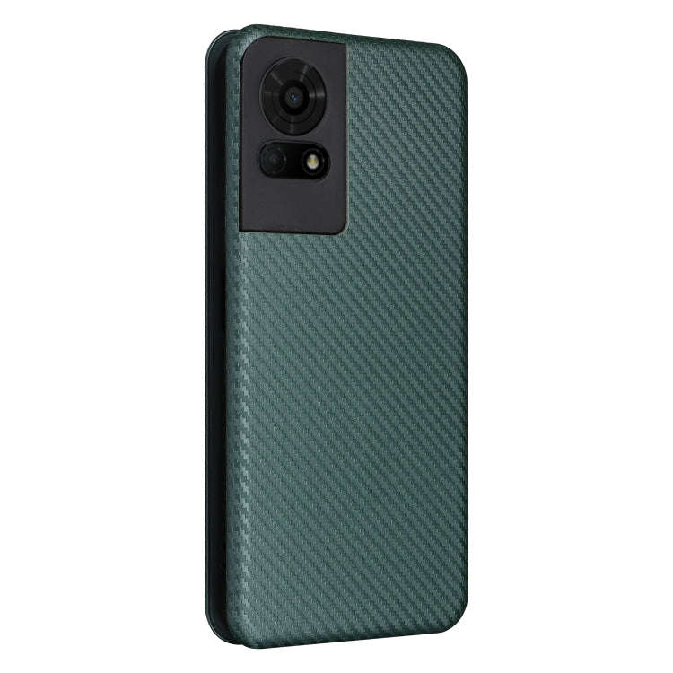 For TCL 50 LE 5G Carbon Fiber Texture Flip Leather Phone Case(Green)