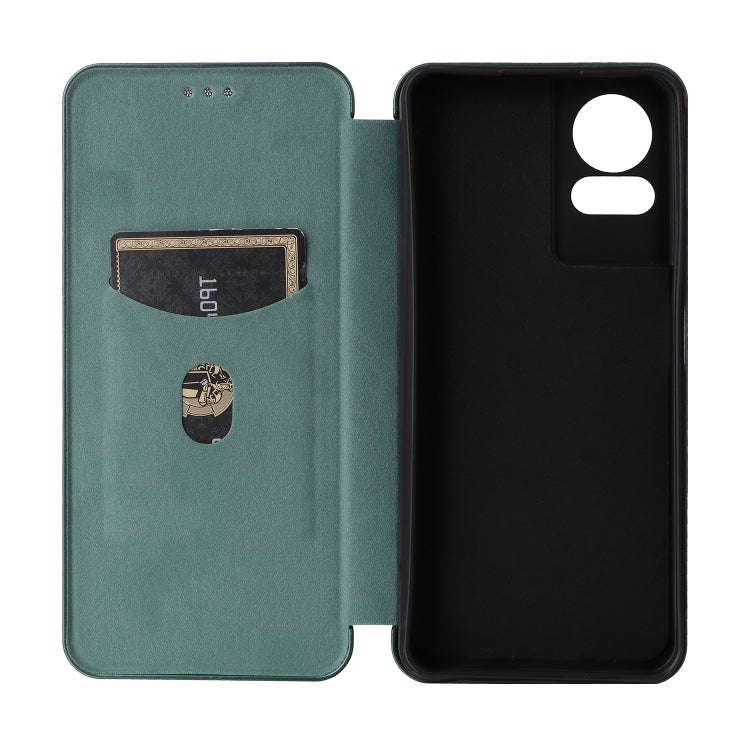 For TCL 50 LE 5G Carbon Fiber Texture Flip Leather Phone Case(Green)
