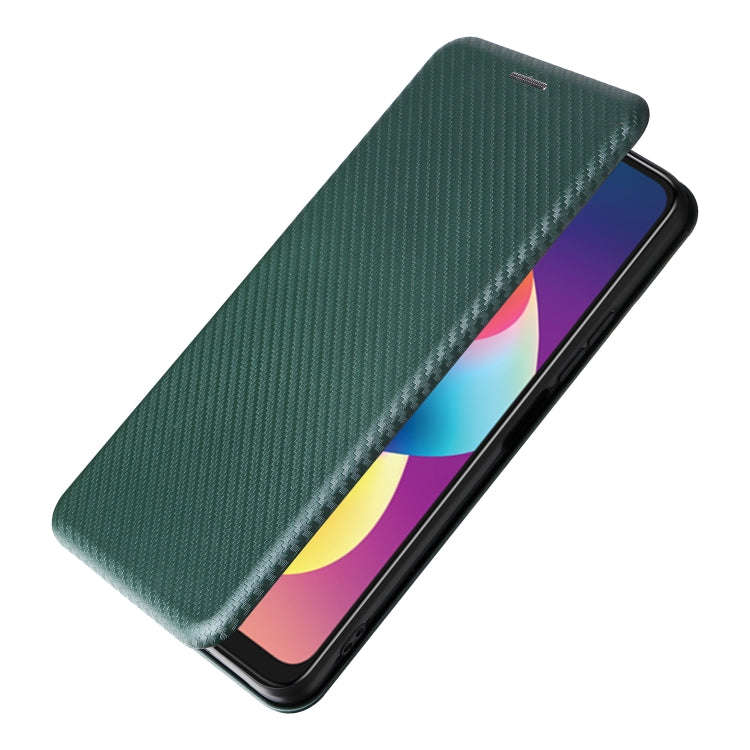 For TCL 50 LE 5G Carbon Fiber Texture Flip Leather Phone Case(Green)