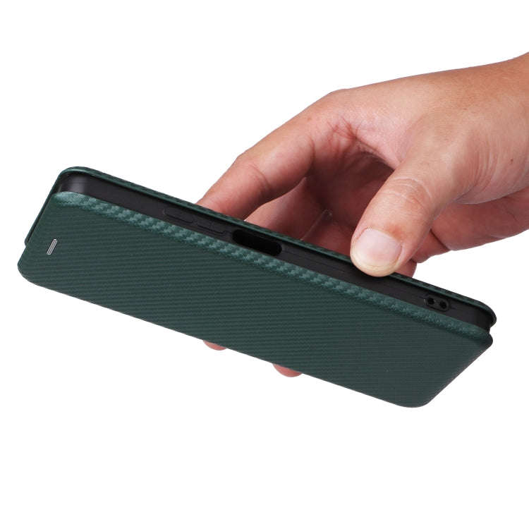For TCL 50 LE 5G Carbon Fiber Texture Flip Leather Phone Case(Green)