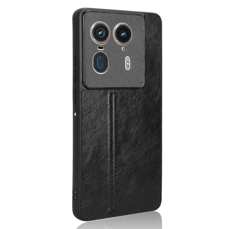 For Motorola Edge 50 Ultra / X50 Ultra Cow Pattern Sewing Back Cover Phone Case(Black)