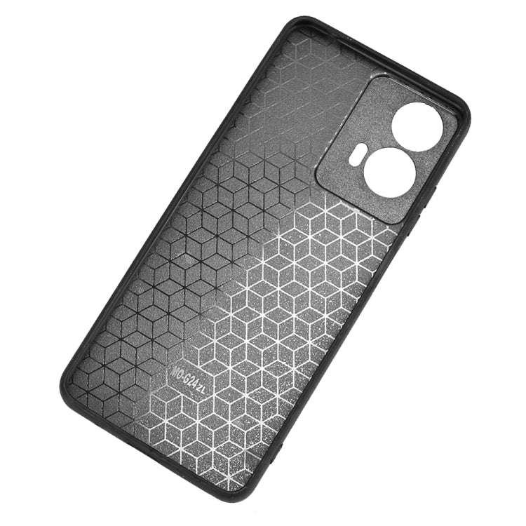 For Motorola Moto E14 Cow Pattern Sewing Back Cover Phone Case(Black)