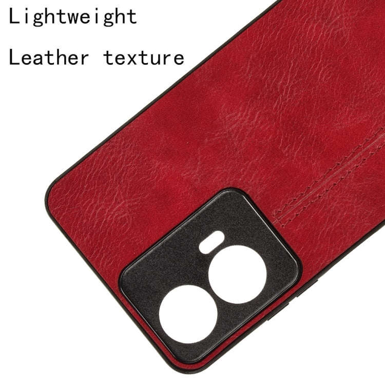 For Motorola Moto E14 Cow Pattern Sewing Back Cover Phone Case(Red)