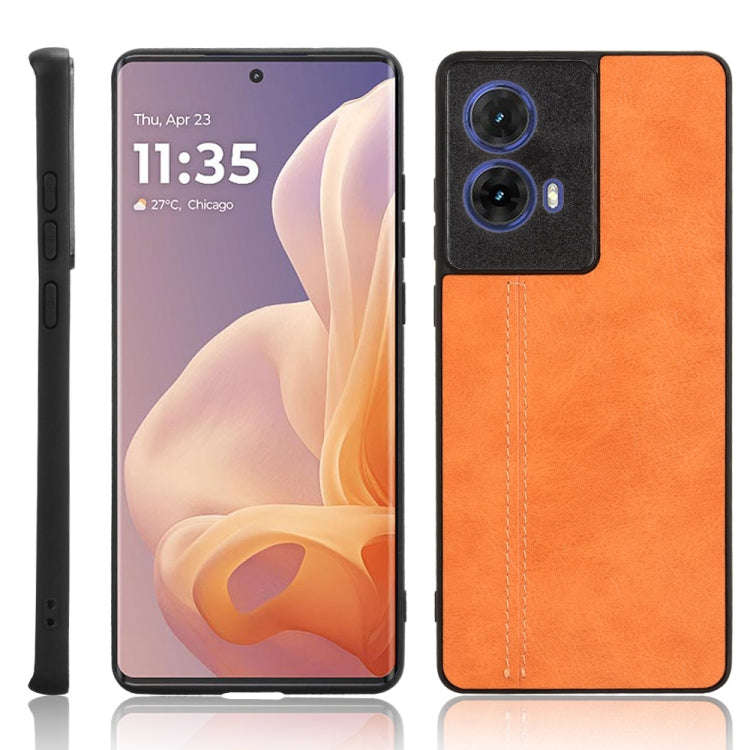 For Motorola Edge 50 Fusion Cow Pattern Sewing Back Cover Phone Case(Orange)