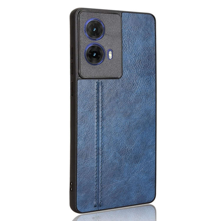 For Motorola Edge 50 Fusion Cow Pattern Sewing Back Cover Phone Case(Blue)