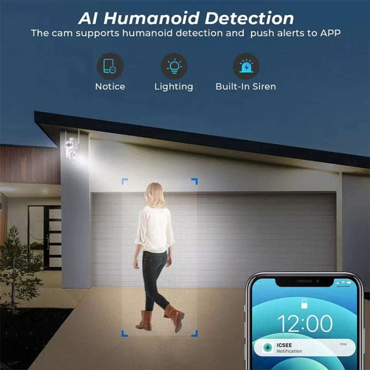 QX95 6MP WiFi Dual Camera Supports Two-way Voice Intercom & AI Recognition(EU Plug)