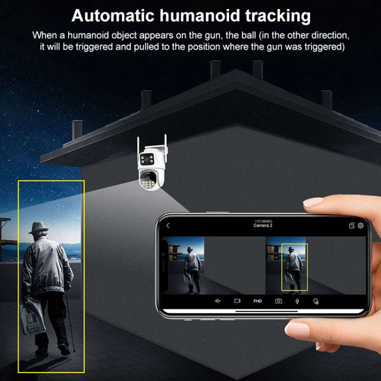 QX102 3MP WiFi Triple Camera Supports Two-way Voice Intercom & Infrared Night Vision(EU Plug)