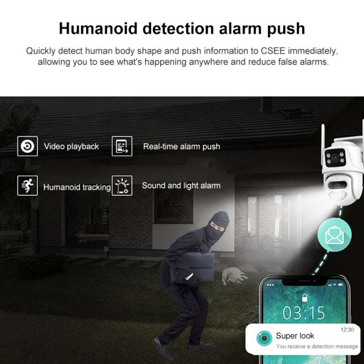 QX102 3MP WiFi Triple Camera Supports Two-way Voice Intercom & Infrared Night Vision(US Plug)