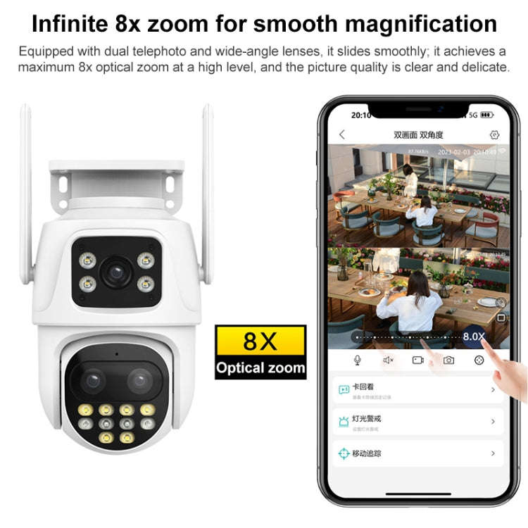 QX104 3MP WiFi Triple Camera Supports Human Face Recognition & AI Alarm(US Plug)