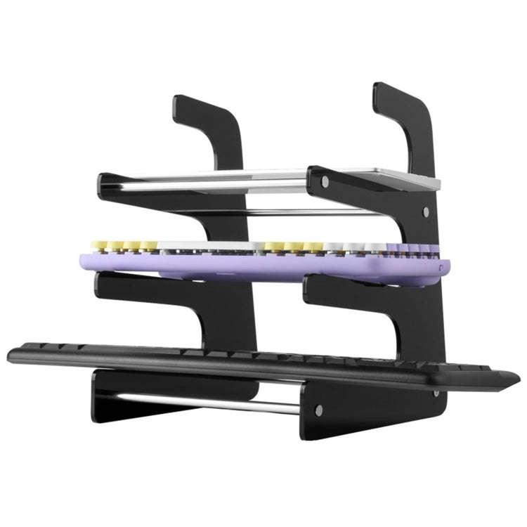 Acrylic Keyboard Storage Bracket Three Layer Keyboard Display Stand(Black)