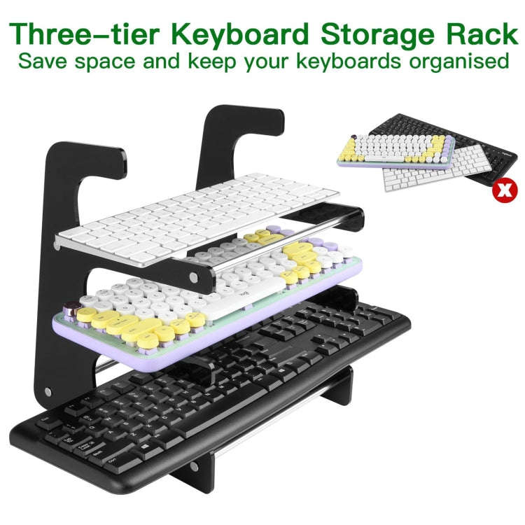Acrylic Keyboard Storage Bracket Three Layer Keyboard Display Stand(Black)