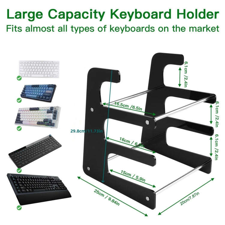 Acrylic Keyboard Storage Bracket Three Layer Keyboard Display Stand(Black)