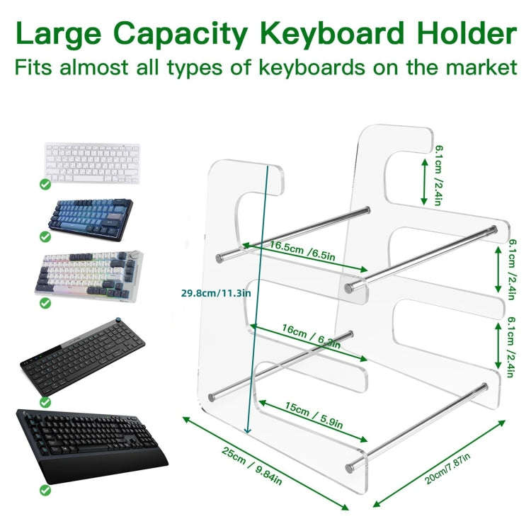 Acrylic Keyboard Storage Bracket Three Layer Keyboard Display Stand(White)
