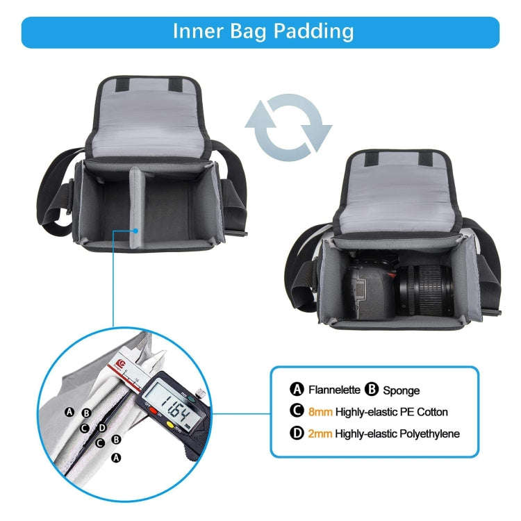 Cwatcun D52 Crossbody Camera Bag Photography Lens Shoulder Bag, Size:17 x 18 x 11cm(Black)