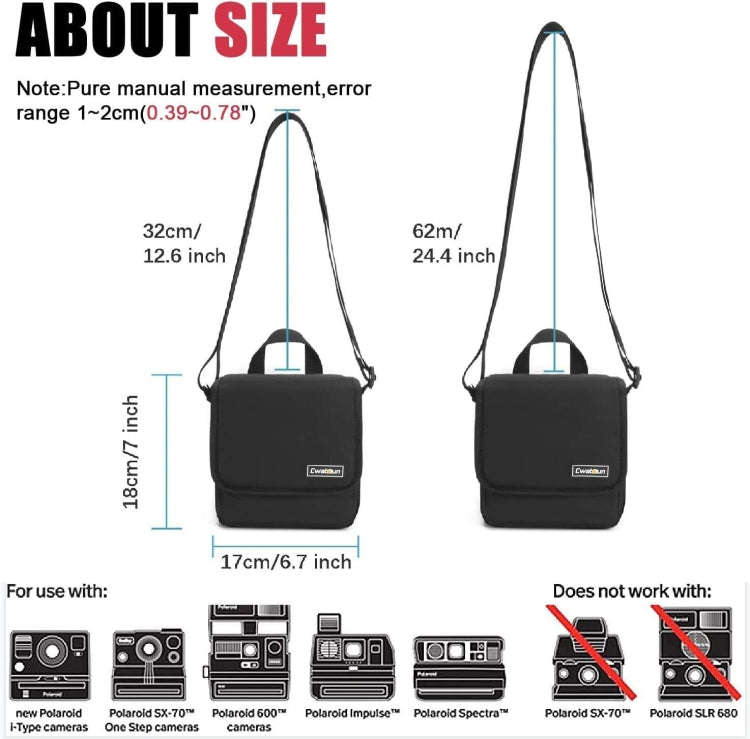 Cwatcun D52 Crossbody Camera Bag Photography Lens Shoulder Bag, Size:17 x 18 x 11cm(Black)