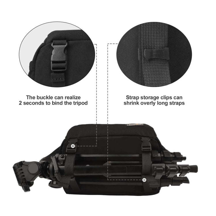 Cwatcun D67 Crossbody Camera Bag Photography Lens Shoulder Bag, Size:30.5 x 16.5 x 20cm L(Black)