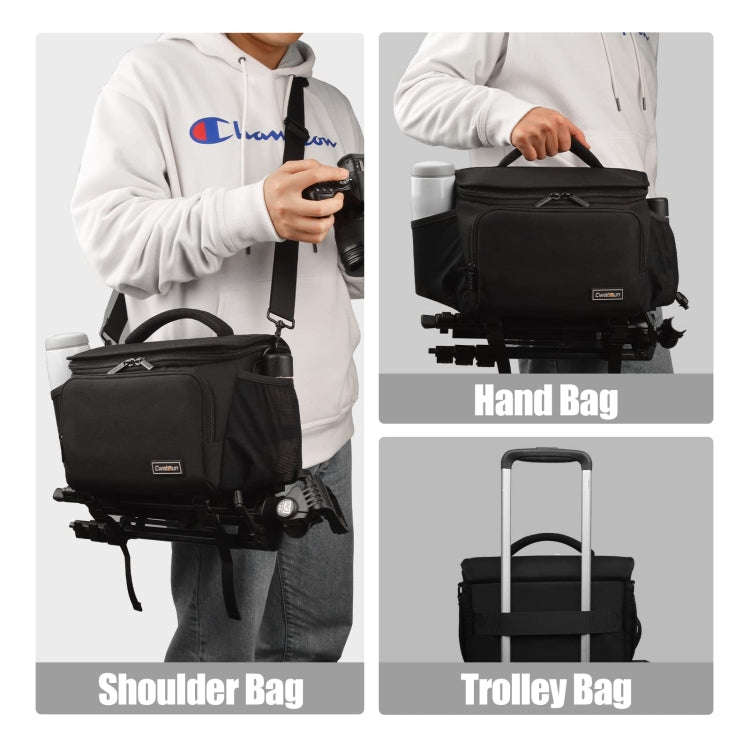Cwatcun D67 Crossbody Camera Bag Photography Lens Shoulder Bag, Size:30.5 x 16.5 x 20cm L(Black)