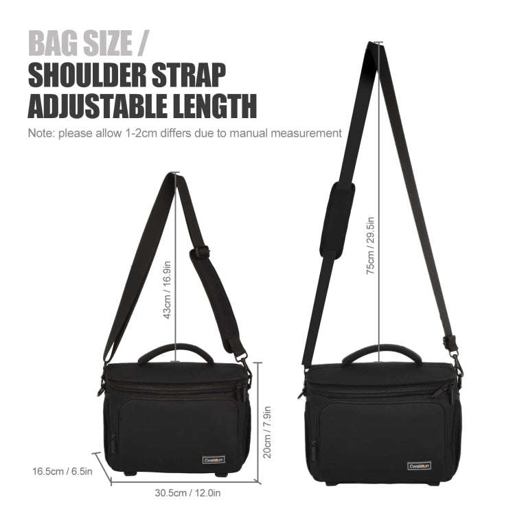 Cwatcun D67 Crossbody Camera Bag Photography Lens Shoulder Bag, Size:30.5 x 16.5 x 20cm L(Black)