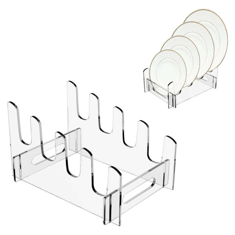 Acrylic Removable Plate Storage Rack Multi-layer Dish Drainer, Size:21.6 x 15.3 x 12.5cm
