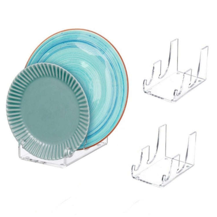 2pcs / Pack Acrylic Transparent Plate Storage Rack Tableware Display Stand