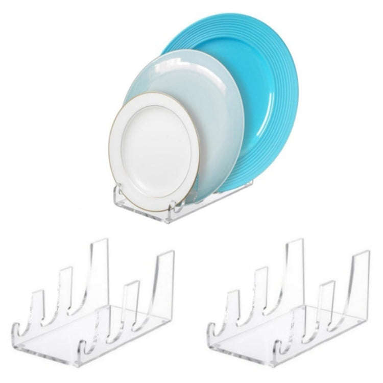 2pcs / Pack Acrylic Transparent Plate Storage Rack Tableware Display Stand