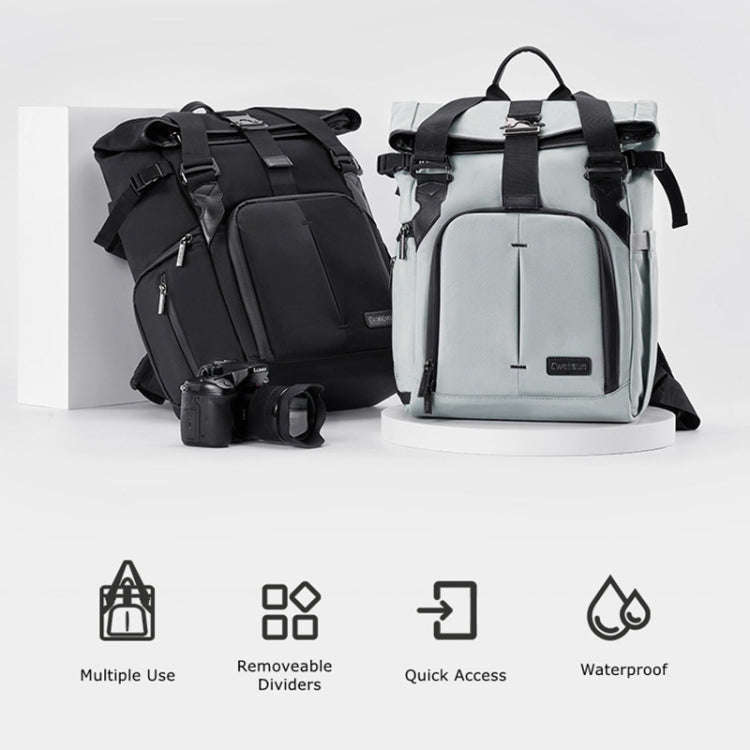 Cwatcun D95 Large Capacity Photography Backpack Shoulders Laptop Camera Bag, Size:27 x 37 x 16cm(...