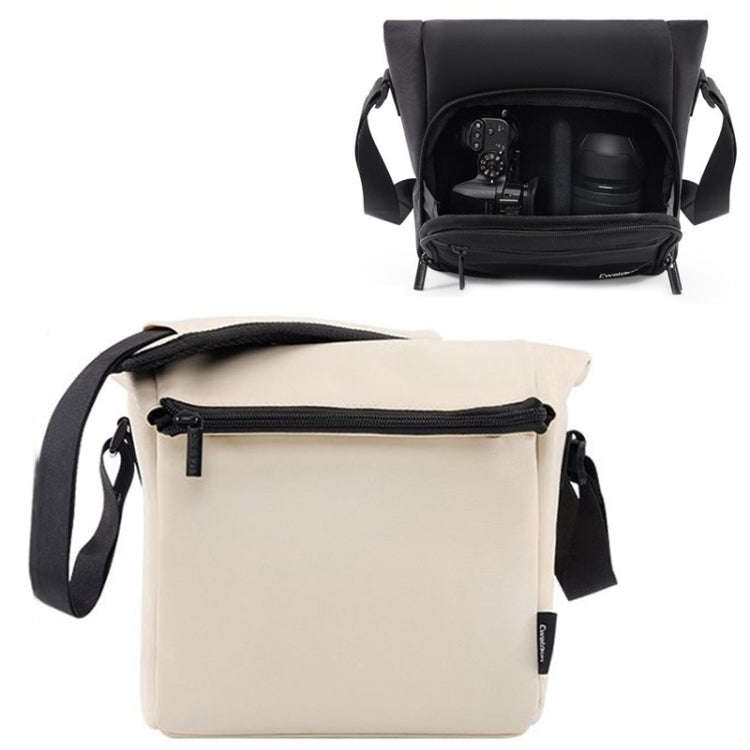 Cwatcun D103 Crossbody Camera Bag Photography Lens Shoulder Bag, Size:22.5 x 22.5 x 12.5cm(Beige)
