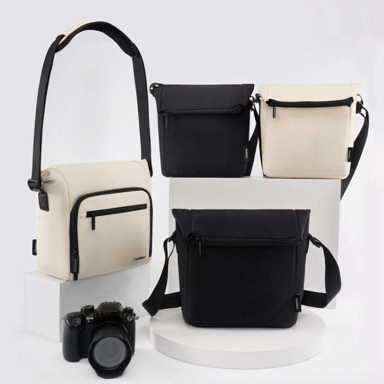 Cwatcun D103 Crossbody Camera Bag Photography Lens Shoulder Bag, Size:22.5 x 19.5 x 8cm(Black)