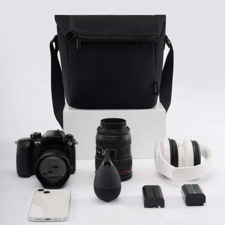 Cwatcun D103 Crossbody Camera Bag Photography Lens Shoulder Bag, Size:22.5 x 19.5 x 8cm(Black)
