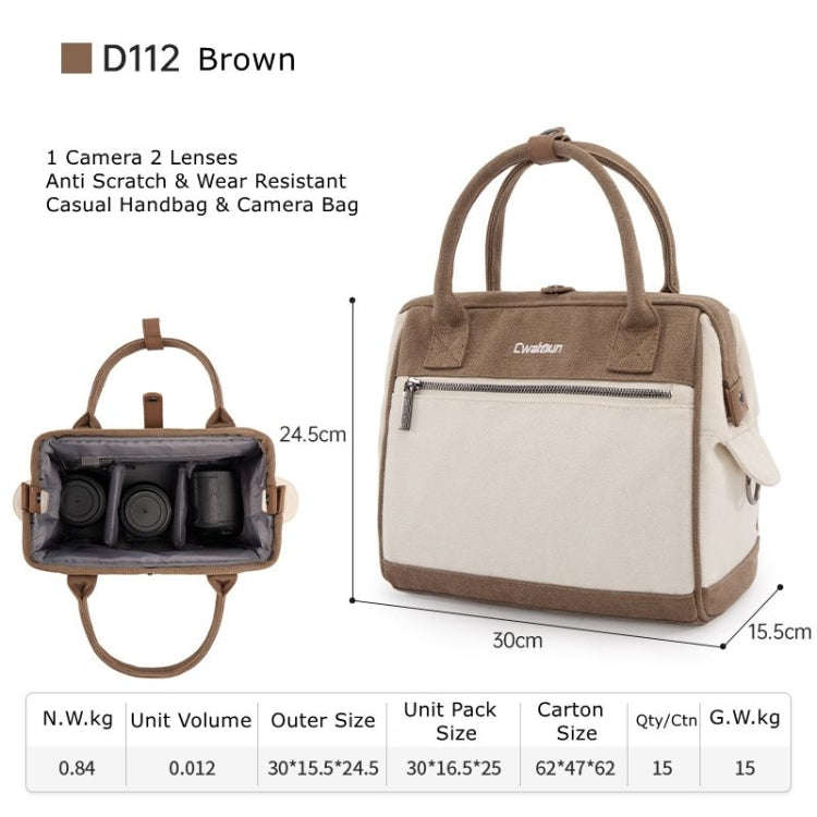 Cwatcun D112 Contrast Canvas Camera Bag One-shoulder Cross-body Tote Bag, Size:24.5 x 30 x 15.5cm...