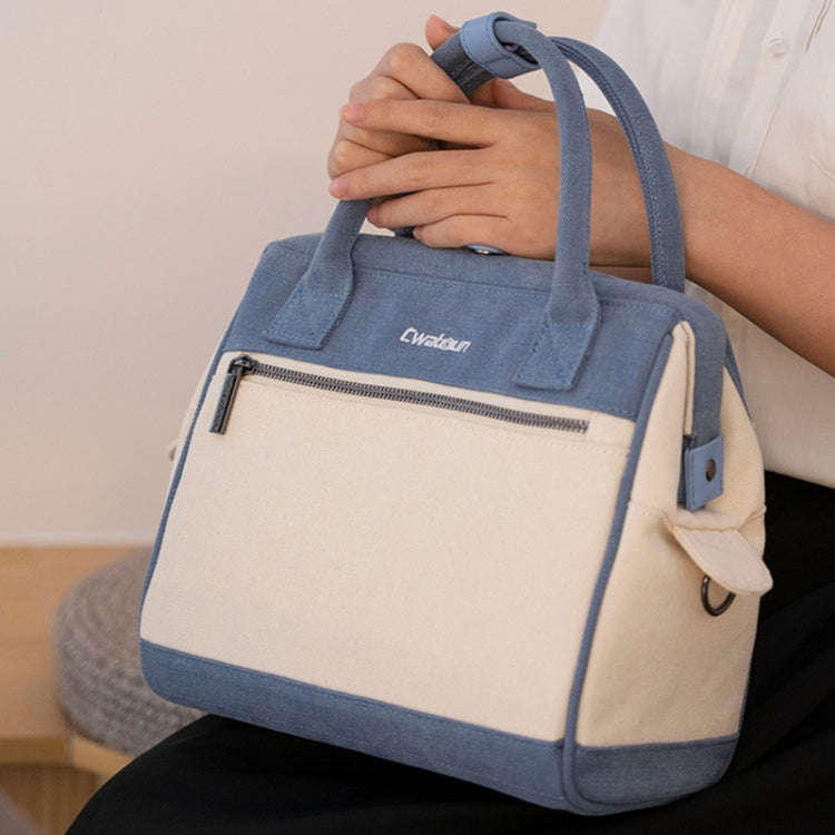 Cwatcun D112 Contrast Canvas Camera Bag One-shoulder Cross-body Tote Bag, Size:24.5 x 30 x 15.5cm...