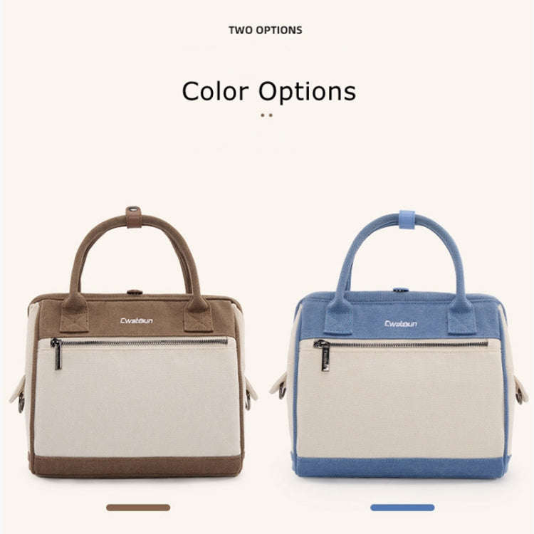 Cwatcun D112 Contrast Canvas Camera Bag One-shoulder Cross-body Tote Bag, Size:24.5 x 30 x 15.5cm...