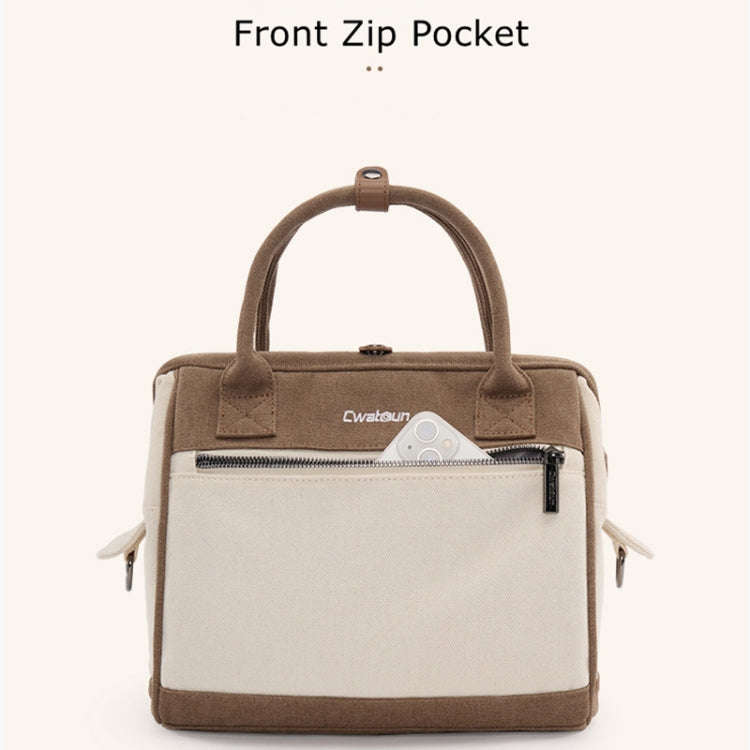 Cwatcun D112 Contrast Canvas Camera Bag One-shoulder Cross-body Tote Bag, Size:24.5 x 30 x 15.5cm...