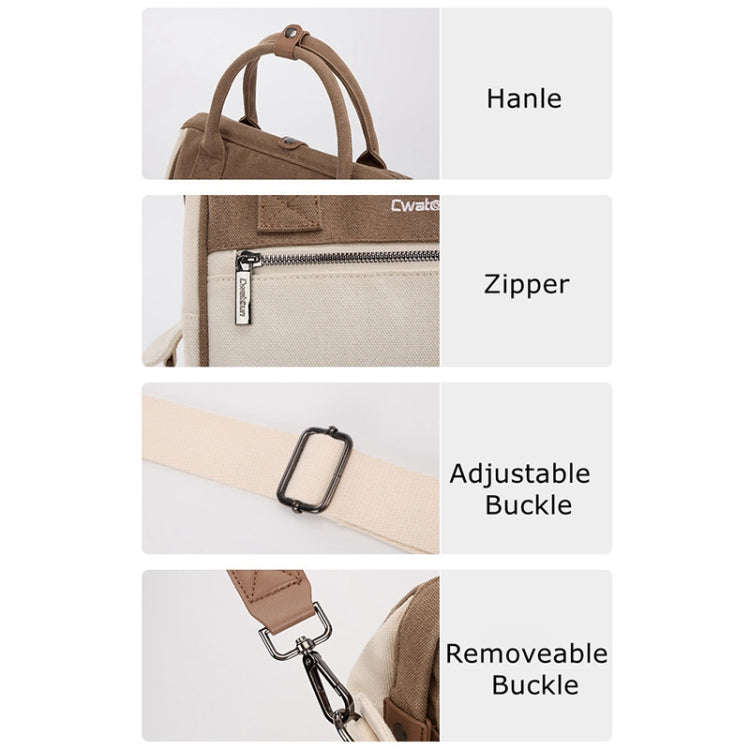 Cwatcun D112 Contrast Canvas Camera Bag One-shoulder Cross-body Tote Bag, Size:24.5 x 30 x 15.5cm...