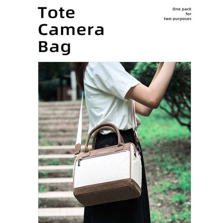 Cwatcun D112 Contrast Canvas Camera Bag One-shoulder Cross-body Tote Bag, Size:24.5 x 30 x 15.5cm...