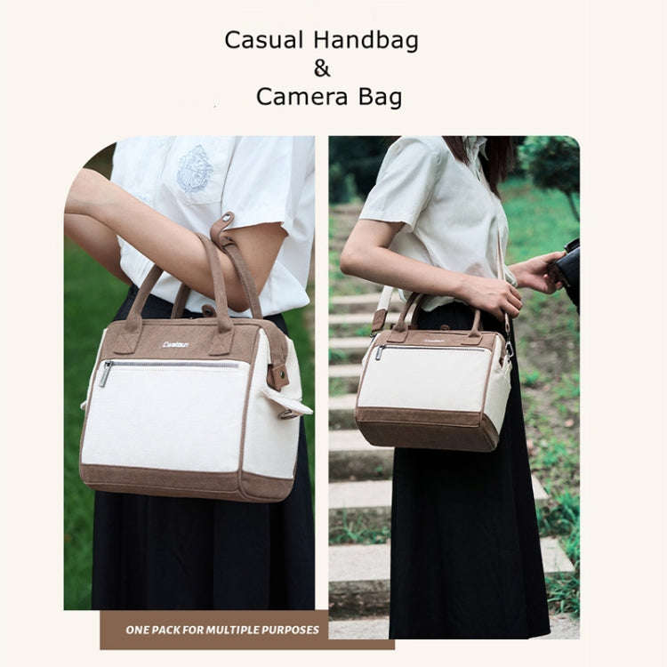 Cwatcun D112 Contrast Canvas Camera Bag One-shoulder Cross-body Tote Bag, Size:24.5 x 30 x 15.5cm...