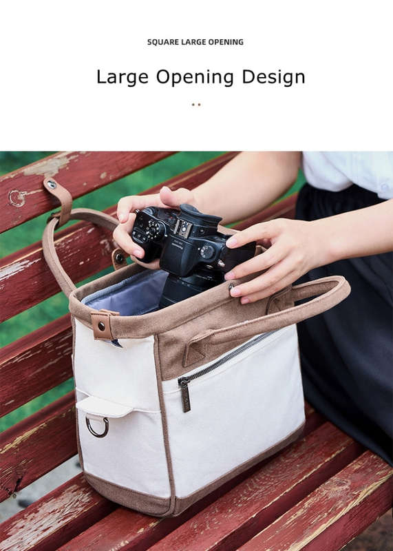 Cwatcun D112 Contrast Canvas Camera Bag One-shoulder Cross-body Tote Bag, Size:24.5 x 30 x 15.5cm...